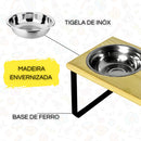 Comedouro Elevado Duplo Tigela Inox