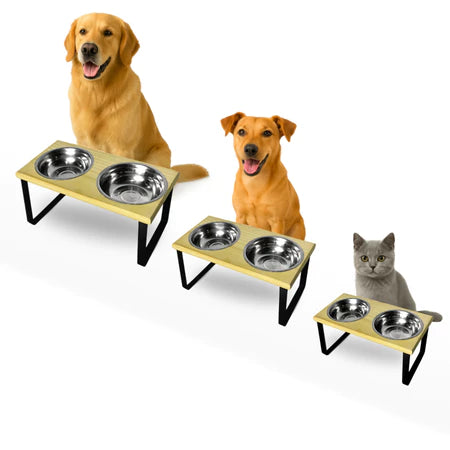 Comedouro Elevado Duplo Tigela Inox